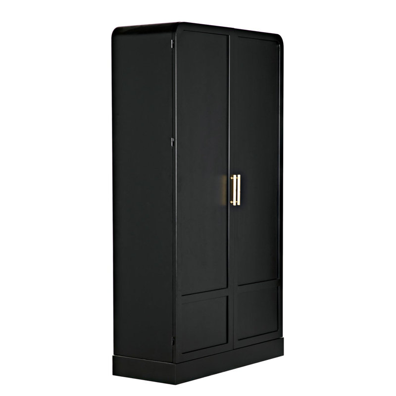 Tresor Black Lighted China Cabinet with Gold Handles