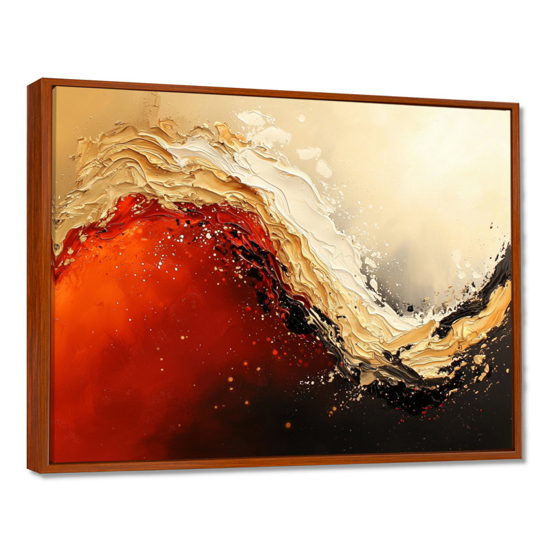 «Red and Golden Desert Wave I», impression d'art mural abstrait, H 30 po x l 40 po, Brun