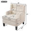 Fauteuil d'appoint rembourré capitonné pour le salon et la chambre à coucher, beige-1717626541