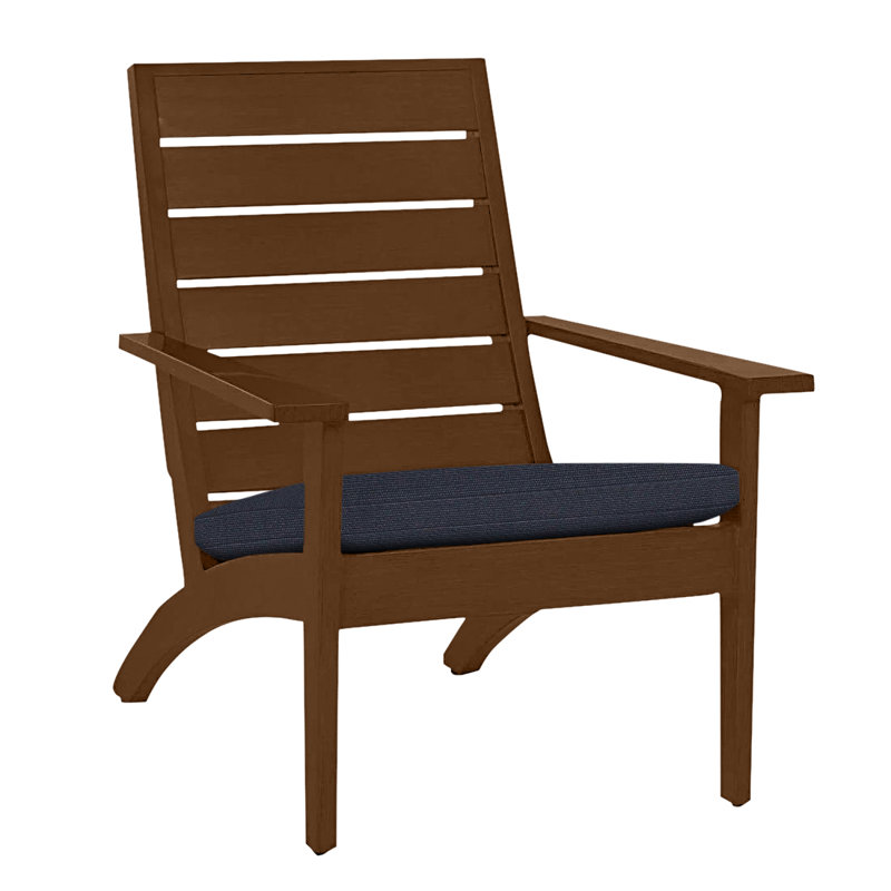 Kennebunkport Aluminum Adirondack Chair - Oak, Oak, No Welt, Linen Navy