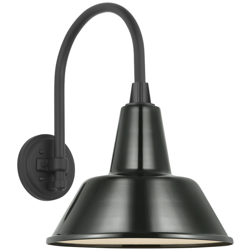 Thomas O'Brien 1 - Light Outdoor Barn Light, 17.5" H x 12.5" W x 16.75" D, Hand-Rubbed Antique Brass, White