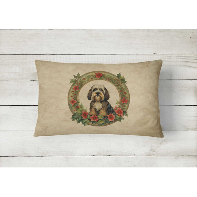 Coussin décoratif intérieur / extérieur en polyester Christmas, 12 po x 16 po, Rectangulaire