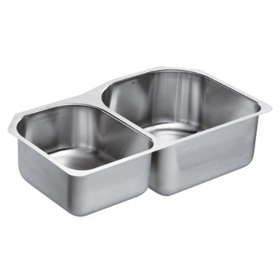 1800 Series 34.25" L x 20" W Double Bowl Kitchen Sink