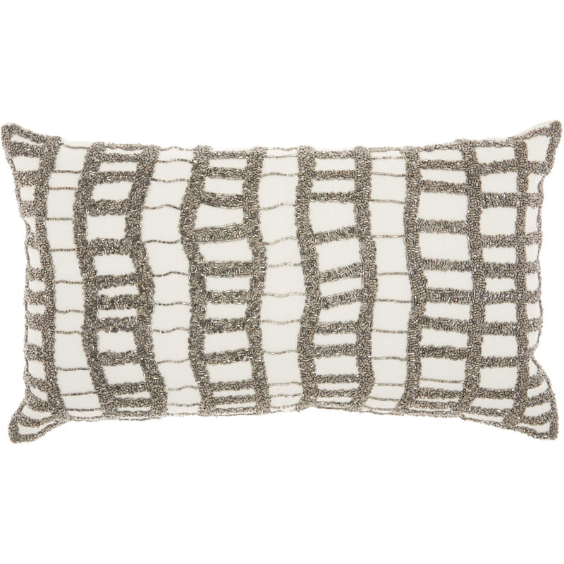 Sequined Cotton Throw Pillow, Pewter