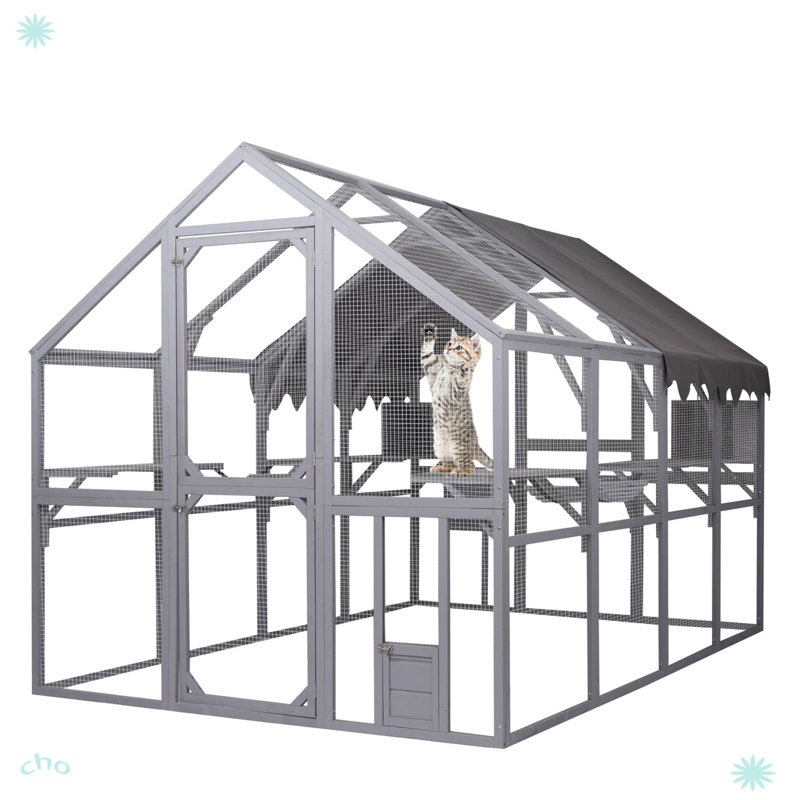 Super Large Cat Run House Outdoor, Gray