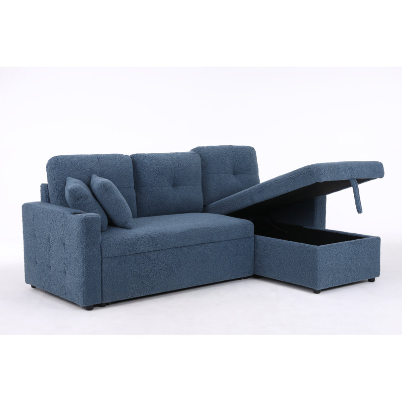 Canapé-lit modulaire avec méridienne avec rangement Lambswool, Vert
