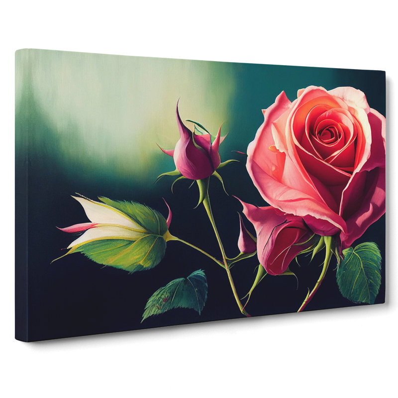 Splendid Rose Flowers - Wrapped Canvas, 35cm H x 50cm W x 3cm D
