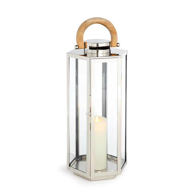 Lantern, 23" H x 9" W x 9" D, Stainless Steel/Silver