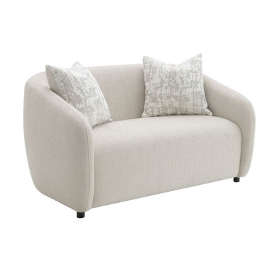 Causeuse en lin beige avec 3 coussins Étienne