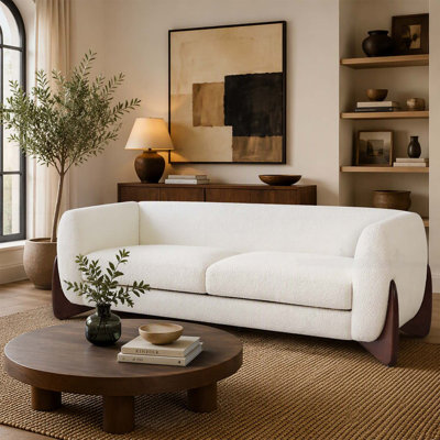82 Inches Boucle Sherpa Sofa with Deep Seating and Removable Cushions for Ultimate Comfort