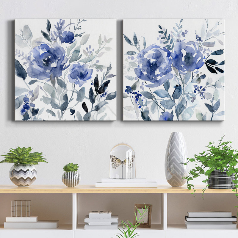 Painters Garden I - Ensemble de 2 reproductions d'art sur toile tendue, H 10 po x l 10 po x P 1 po