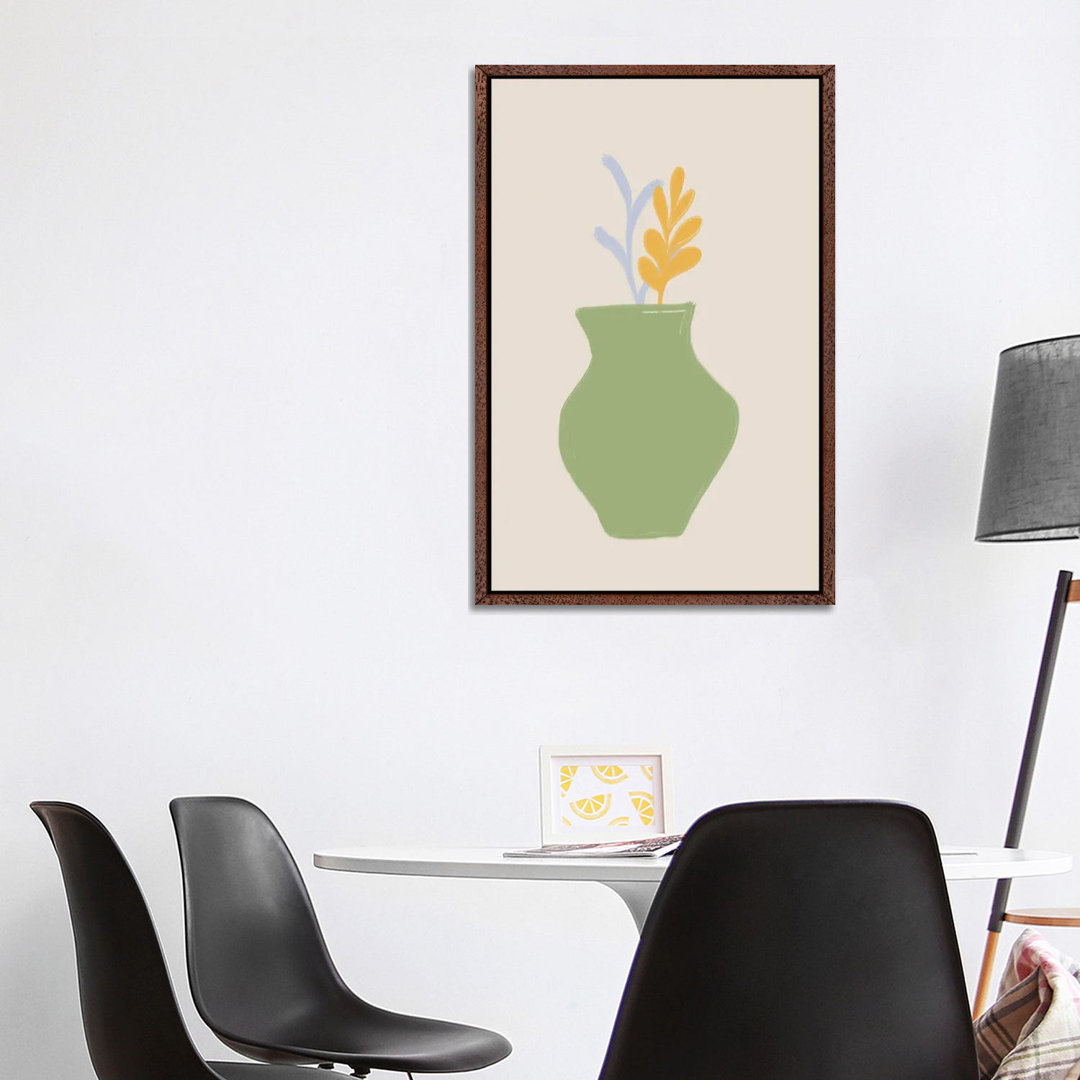 Grüne Scandi Vase von Grace Digital Art Co - Galerie-verpackte Leinwand Giclée auf Leinwand