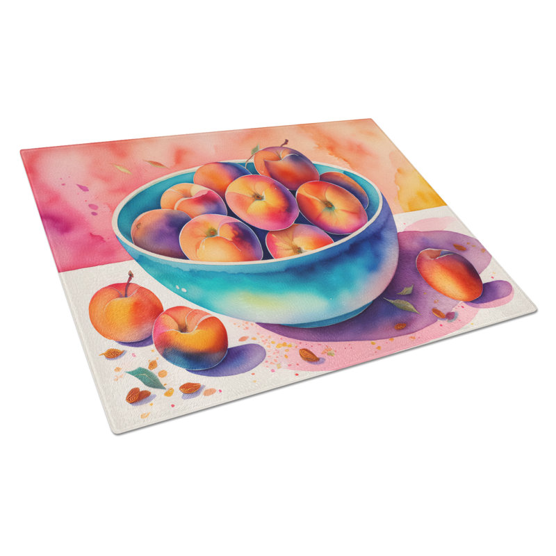 Colourful Peaches Glass Cutting Board Large