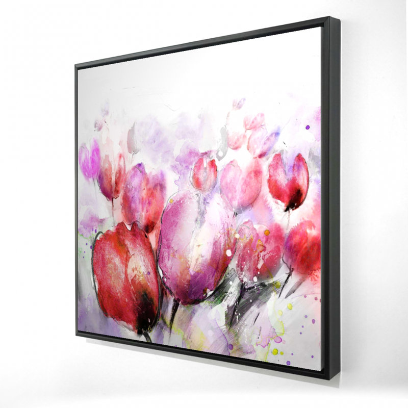 Tulipes abstraites et floues | Toile contemporaine mauve pour chambre à coucher