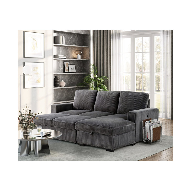 Canapé modulaire incurvé gris Melody