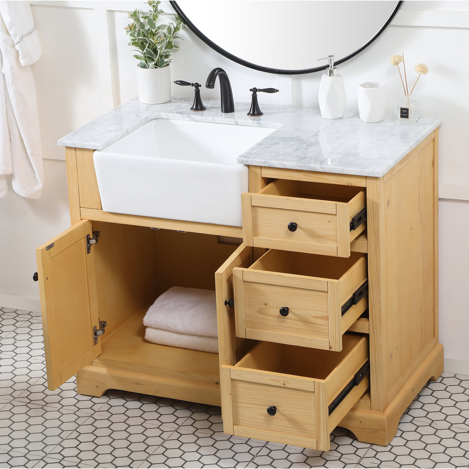 Pardue 42'' Single Bathroom Vanity, Natural Wood
