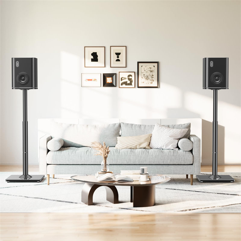 Adjustable Height Speaker Stands, White