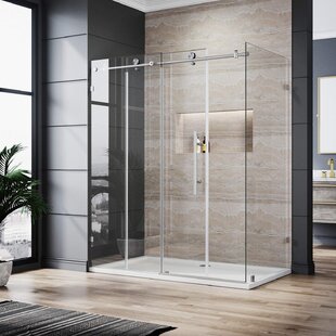 Villena 68 W x 78 H Single Sliding Frameless Glass Shower