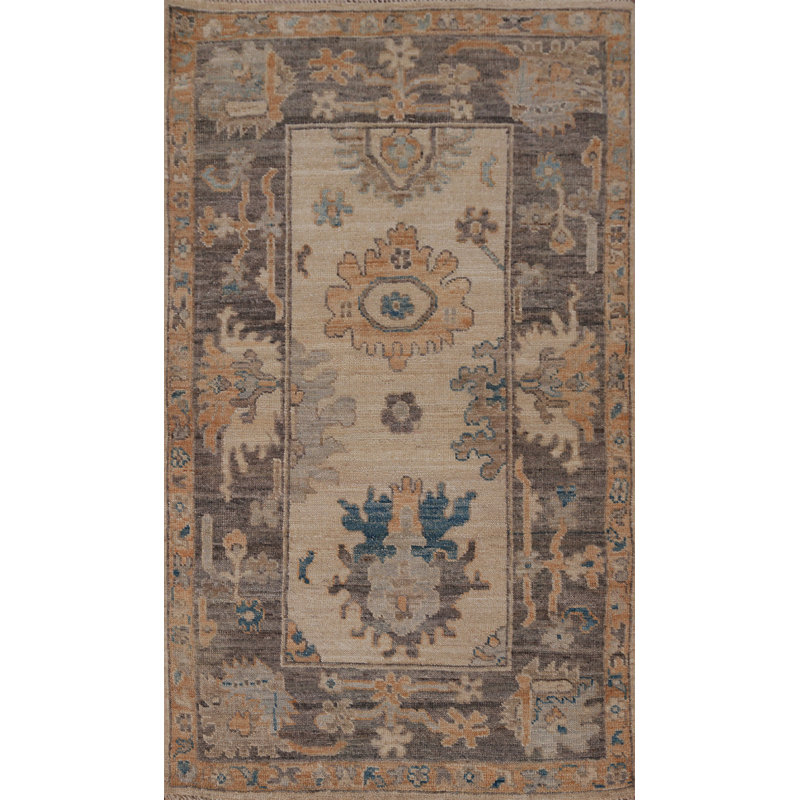 Vegetable Dye Wool Oushak Turkish Rug 3x5