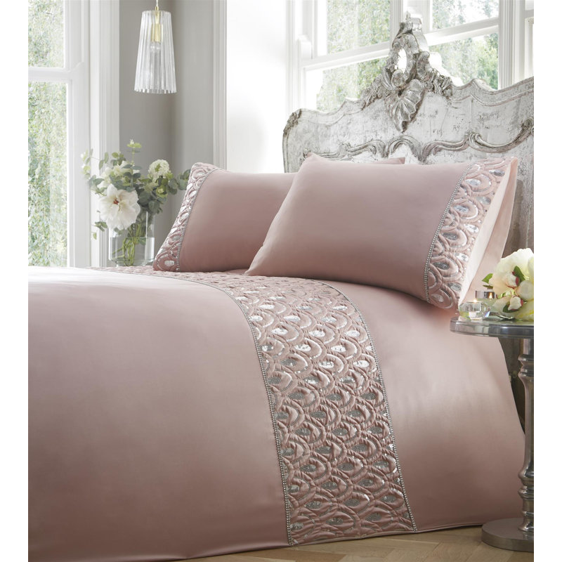 Lamine Geometric Shapes Duvet Cover Set with Pillowcases, Double - 2 Standard Pillowcases, Pink