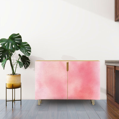 Buffet Buffet avec rangement aquarelle rose avec 2 portes pour le salon et la cuisine