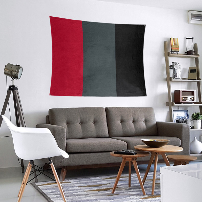 Tapisserie de polyester Las Vegas, H 88 po x l 104 po, Rouge / gris acier / noir