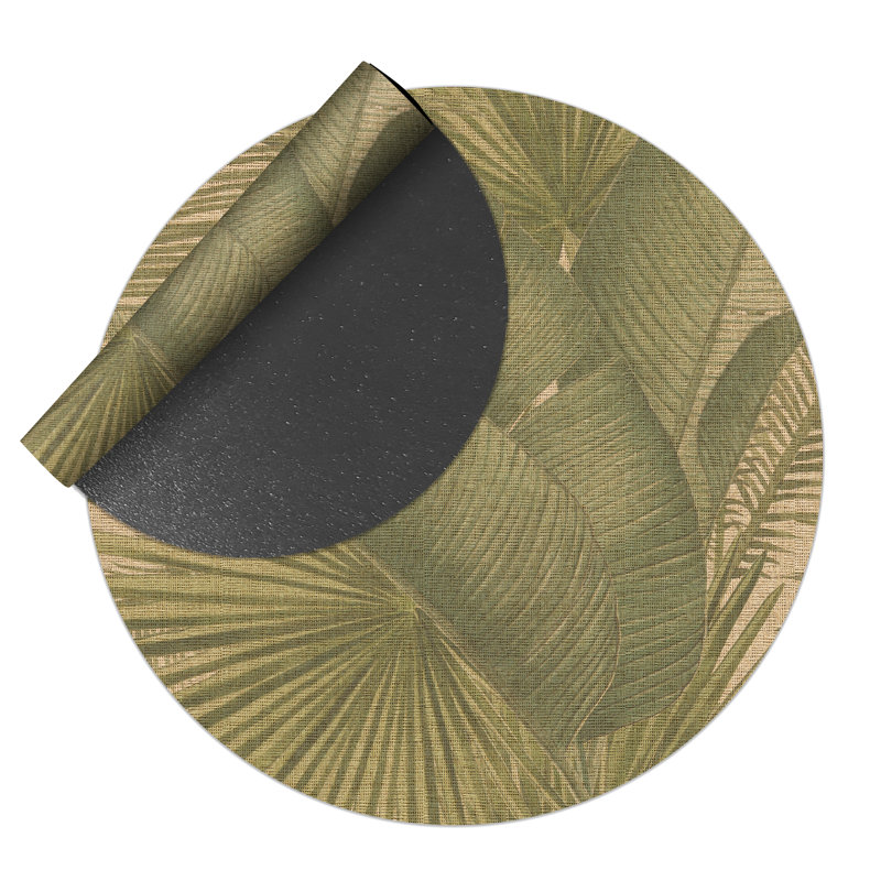 Aliyna Floral Vinyl Machine Printed Area Rug, Round 150cm