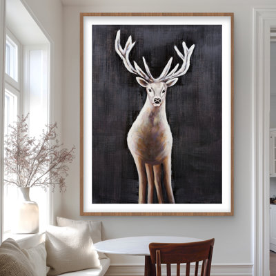 Lonely deer - Rustic Wildlife Framed Matted Print for Decor