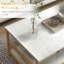 White Coffee Table , Faux Marble & Steel Construction, Living Area Room , Steel, Storage Included,