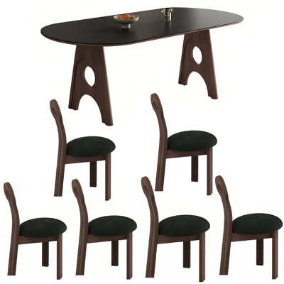 Simple Retro Home Dining Table 6 - Person Marble Top Double Pedestal Dining Set