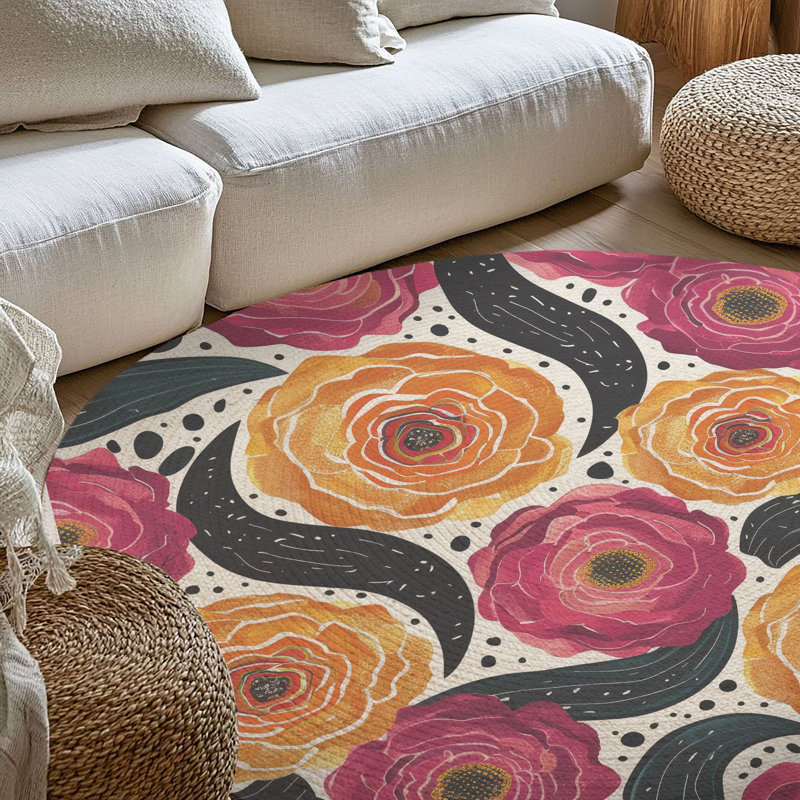 Tapis tressé Blossom Riot, Rond 5 pi