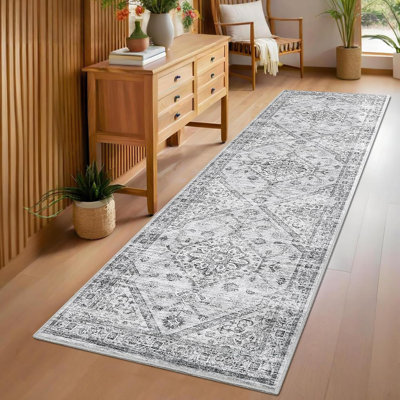 Washable Rugs Area Rugs for Living Room, Vintage Blue Floral Bedroom Rugs Indoor Accent Large Carpet Table Soft Non Slip Retro Floor Cover