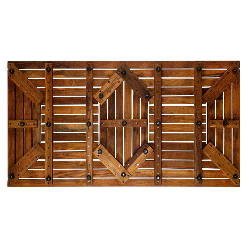Nordic Teak Wood Oiled Double Framed Bath Mat 40" x 20"