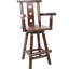 Tabouret de bar ergonomique rustique brun - pivotant sur 360 °, bois de sapin, étoile décorative pour café, pivotant pour bistro, pub, salle à manger