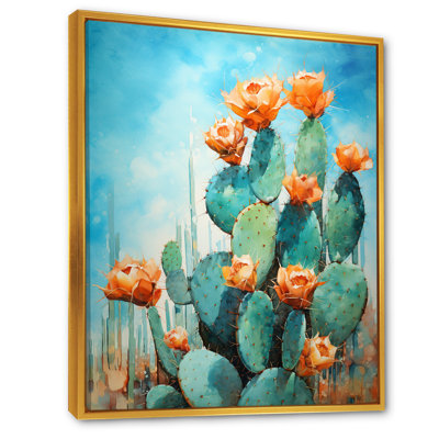 Cactus bleu et bronze brossé I - impressions sur toile de cactus