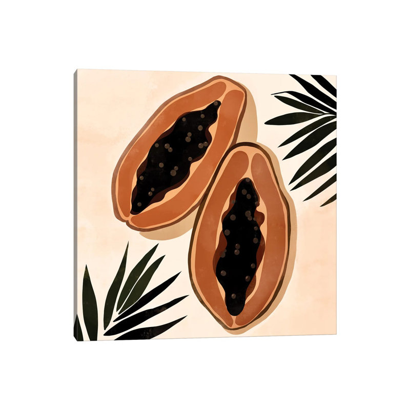 Papaye par Bria Nicole - impression d'art graphique, Toile tendue, Pas de tapis, H 37 po x l 37 po x P 1,5 po