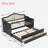 Wooden Daybed With Trundle, 2 Storage Drawers And Upholstered Button Tufted Backrest-1570164787