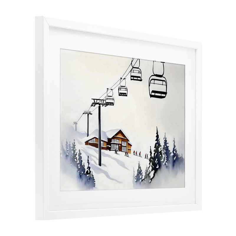 «Ski Lodge Lift Scenery», impression par Arlington Prints, Cadre blanc côtier, H 17 po x l 21 po