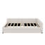 Lit plateforme tapissier avec port USB et 2 tiroirs, beige-1568409014