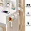 Armoire à miroir pleine grandeur + coiffeuse à miroir rond à DEL + tabouret rembourré, avec 2 centrales électriques + 2 centrales USB, miroir à DEL de 17 po de diamètre, commande tactile, 3 couleurs, luminosité réglable, grand bureau