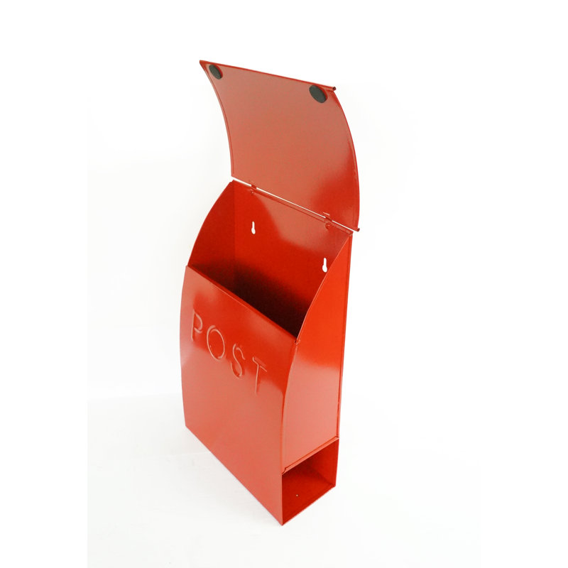 Milano Red Steel Wall Mounted Mailbox with Newspaper Holder
