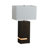 Standing Table Lamp with Night Light, White Linen Shade, Gilded Ebony Wood & Weathered Brass Accent, Modern Bedroom & Living Room Floor Accent Lamp