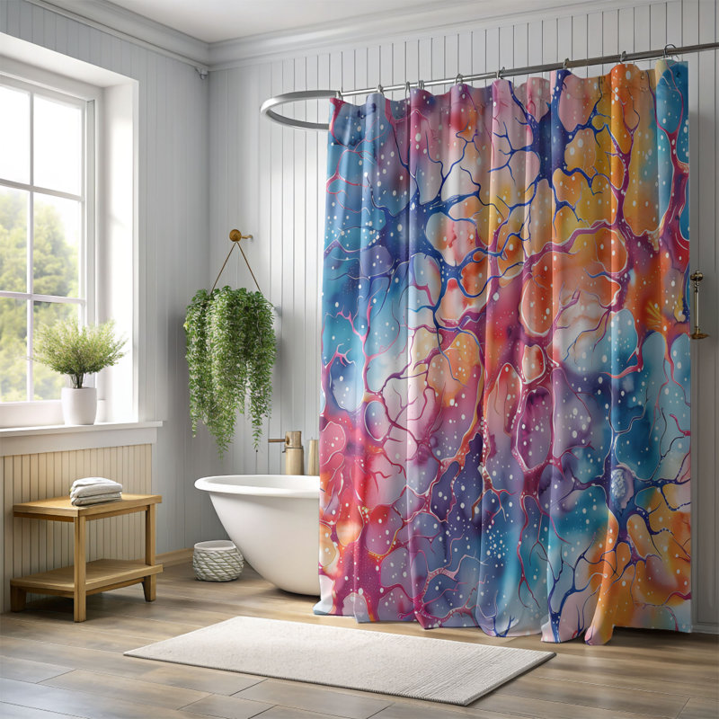 Artistic Neurons - Rideau de douche Premium, H 74 po x l 71 po