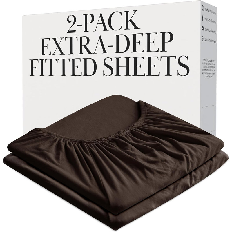 Ensemble de draps-housse en lin brun chocolat Southwest Fine Linens Vilano, 2 drap-housse très grand californien: 72 po x 84