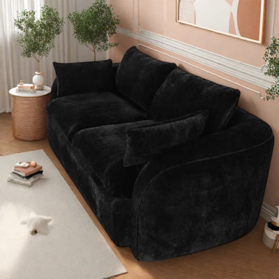 Canapé compact en mousse noire comprimée, causeuse deux places moderne et moelleuse pour la maison