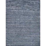 Rectangle Plush Solid Color Hand-Knotted Wool Area Rug in Charcoal