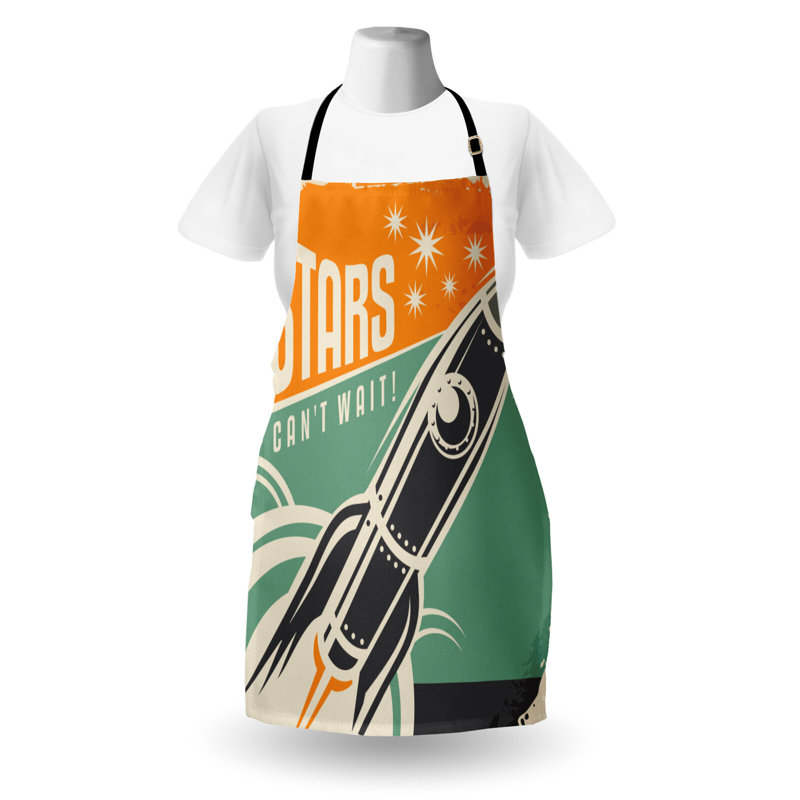 East Urban Home Outer Space Apron Unisex, Stars Writing, Adult Size, Multicolor