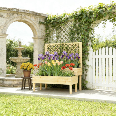 Boîte à fleurs surélevée pour patio, boîte à fleurs en treillis, lit de jardin surélevé pour l'extérieur