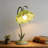 Vintage Flower Table Lamp Cute Lily Bedside Table Lamps, 3 Colors Modes Flower Desk Lamp Bedroom Green Floral Led Reading Light