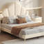 Cadre de lit tapissier grand format au design élégant, lit plateforme en velours moderne avec tête de lit en forme de pétale, cadre de lit